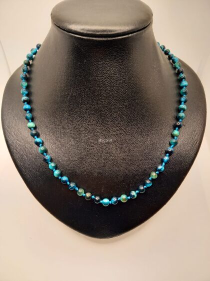 Naszyjnik z niebieskiego tygrysiego oka fi 6