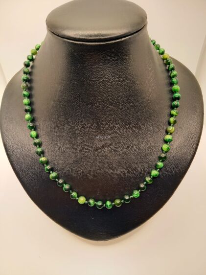 Naszyjnik z zielonego tygrysiego oka fi 6