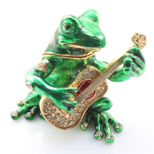 Figurka z metalu Żaba z gitarą 5017