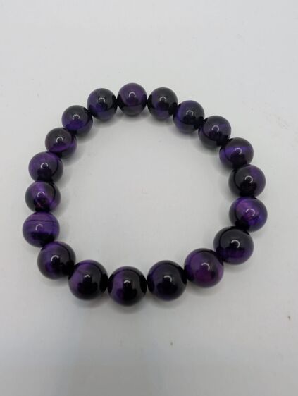 Bransoletka Fioletowe Tygrysie Oko fi 10