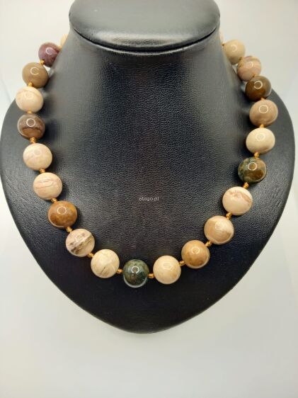 Naszyjnik z jaspisu srebnego fi 16